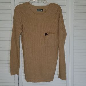 Soft Knit Sweater w/ Leather Accent Pocket